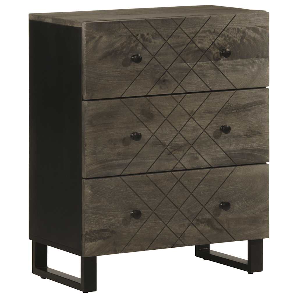 Komoda 2 kom crna 60x33x75 cm Puno drvo Mango