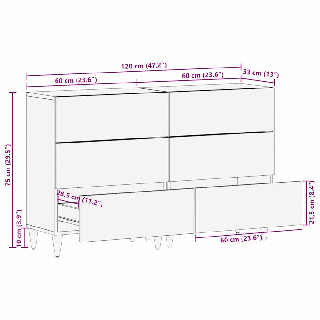 Kreveta 2 pcs Crna i zlatna 60 x 33 x 75 cm Čvrsto drvo manga