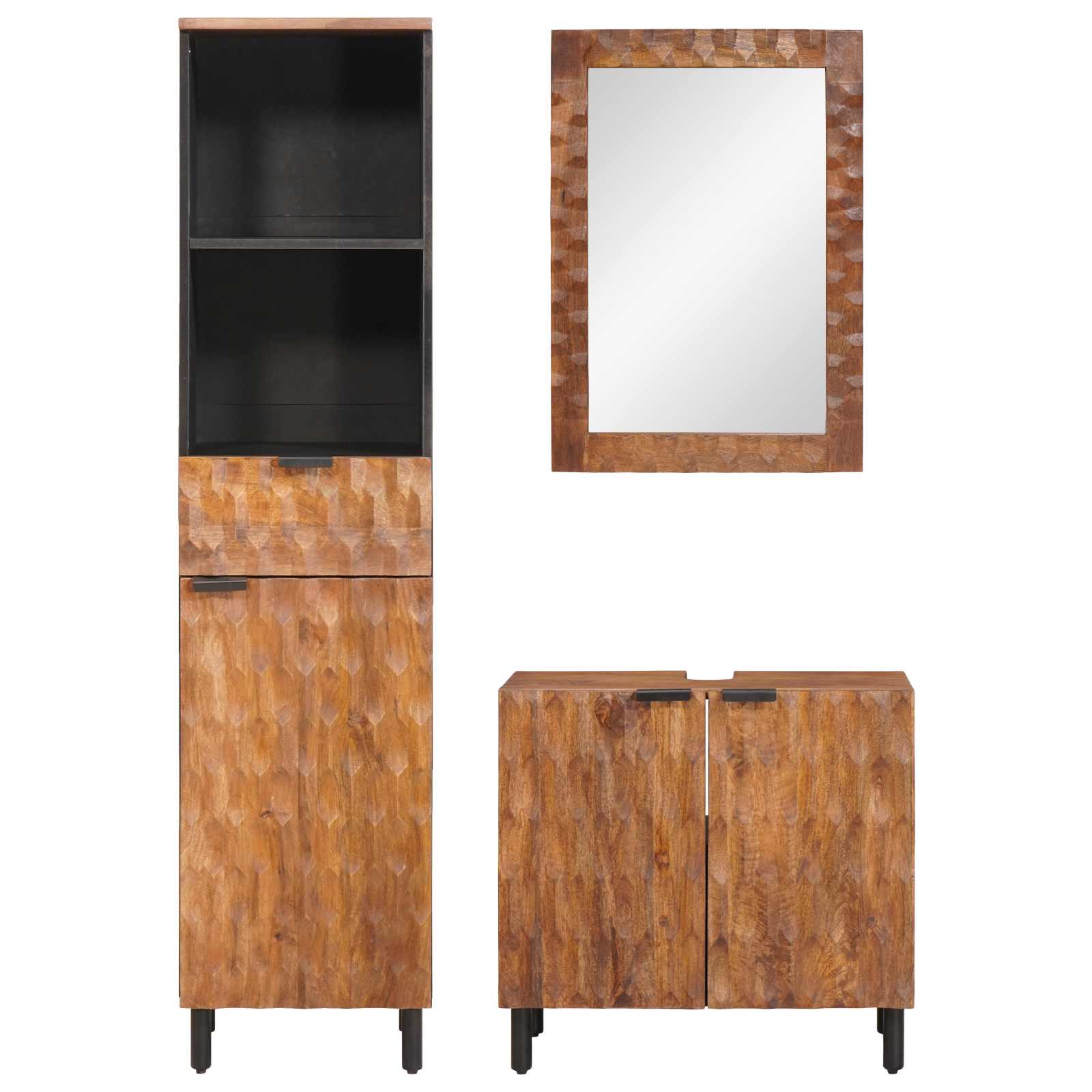 Setovi za kupaonicu 3 pcs Acacia smeđi finiš Čvrsto drvo manga