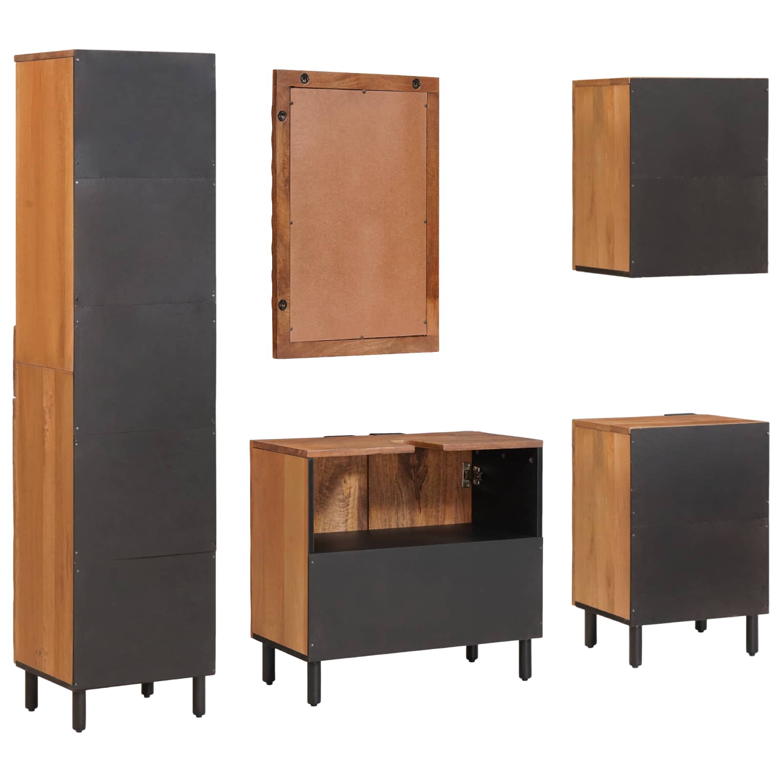 Setovi za kupaonicu 5 pcs Acacia smeđi finiš Čvrsto drvo manga
