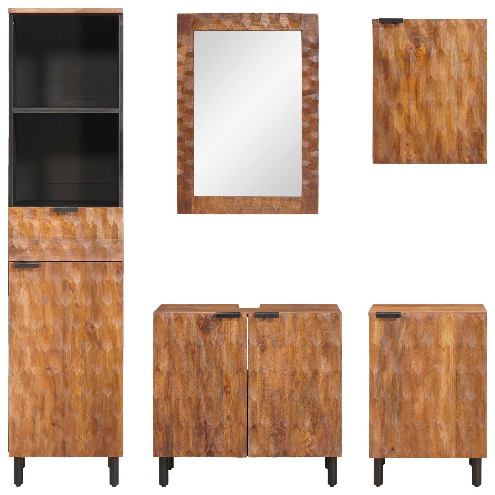 Setovi za kupaonicu 5 pcs Acacia smeđi finiš Čvrsto drvo manga