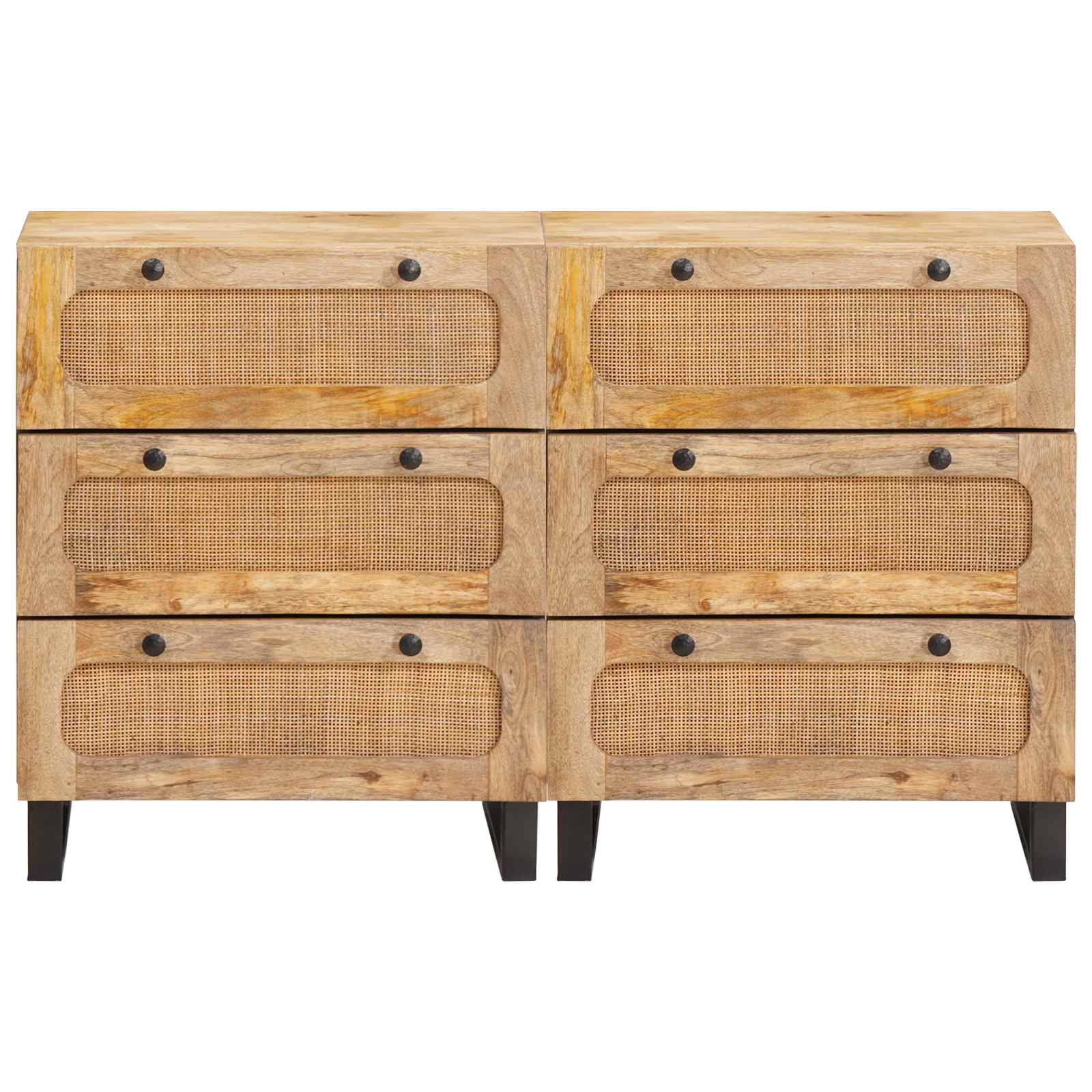 Kreveta 2 pcs Smeđa 60 x 33 x 75 cm Čvrsto drvo manga