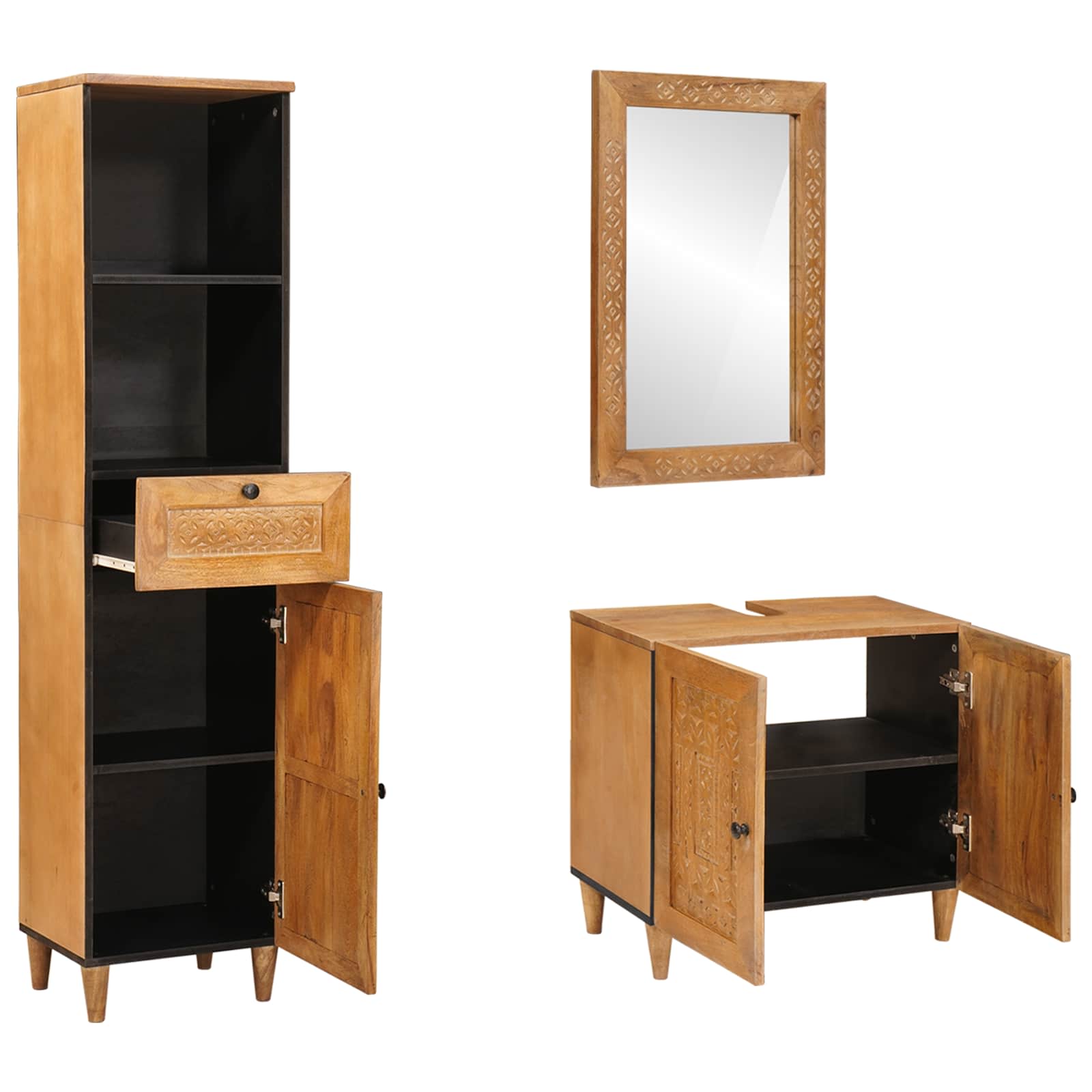 Set namještaja za kupaonicu Zidne 3 pcs Smeđa Konstruirano drvo