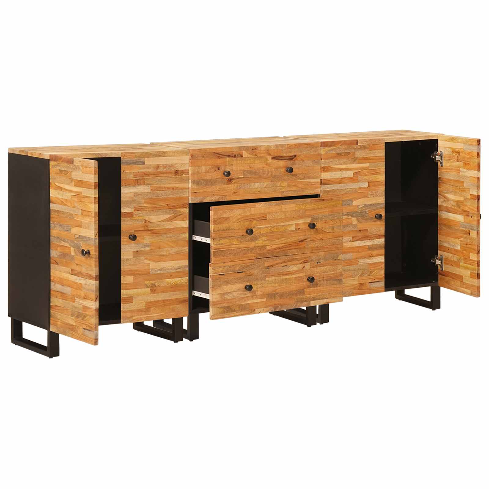 Kreveta 3 pcs Smeđa 60 x 33 x 75 cm Čvrsto drvo manga