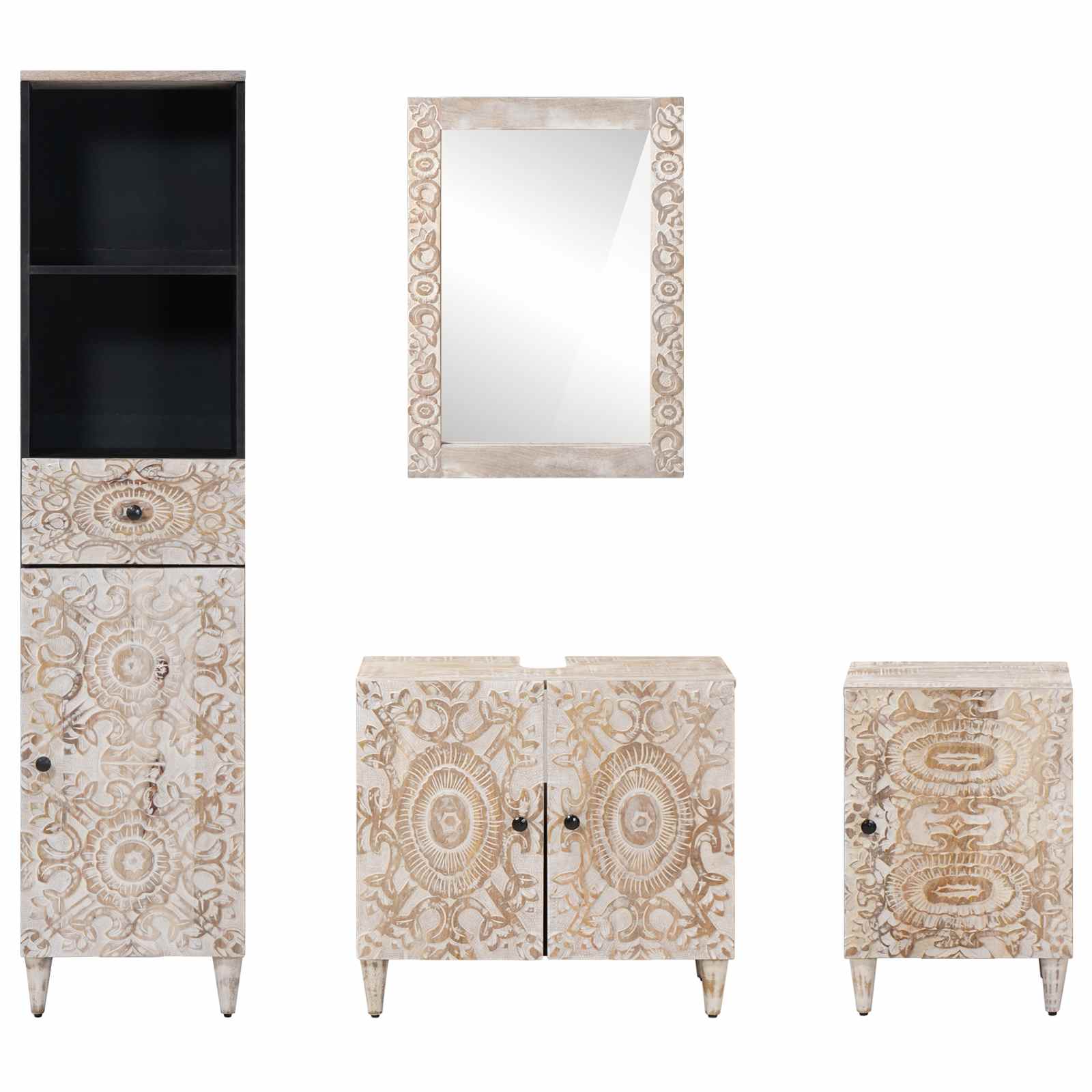 Set namještaja za kupaonicu 4 pcs Bijelo Čvrsto drvo manga