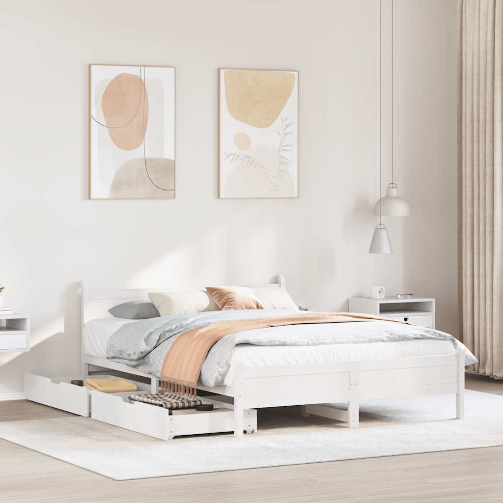 Okvir kreveta bez madraca bijeli 120 x 200 cm masivna borovina