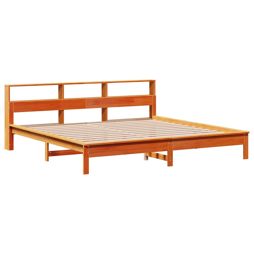 Krevet s regalom za knjige bez madraca 200x200 cm od borovine