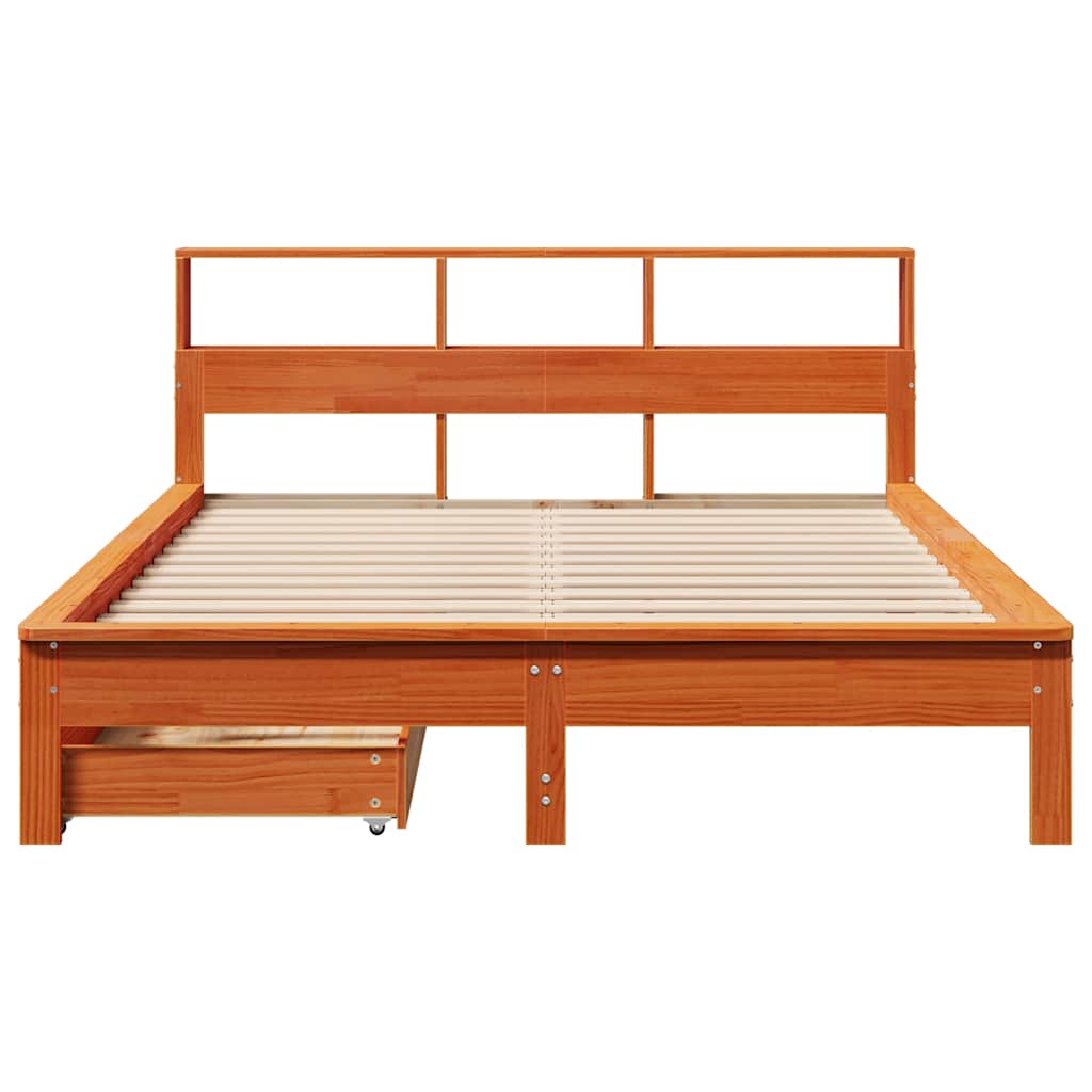 Krevet s regalom za knjige bez madraca 150x200 cm od borovine