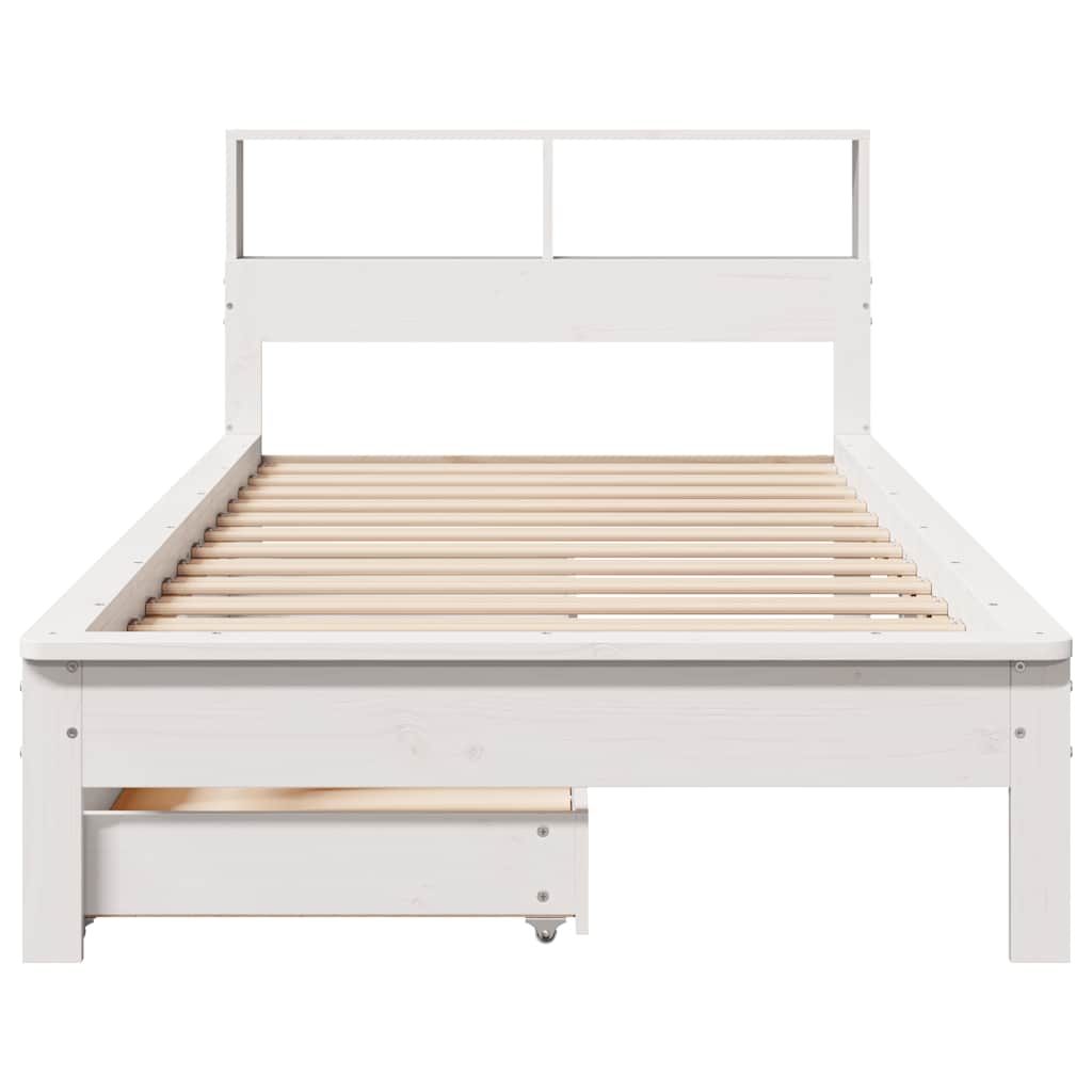 Krevet s regalom za knjige bez madraca bijeli 90x200cm borovina