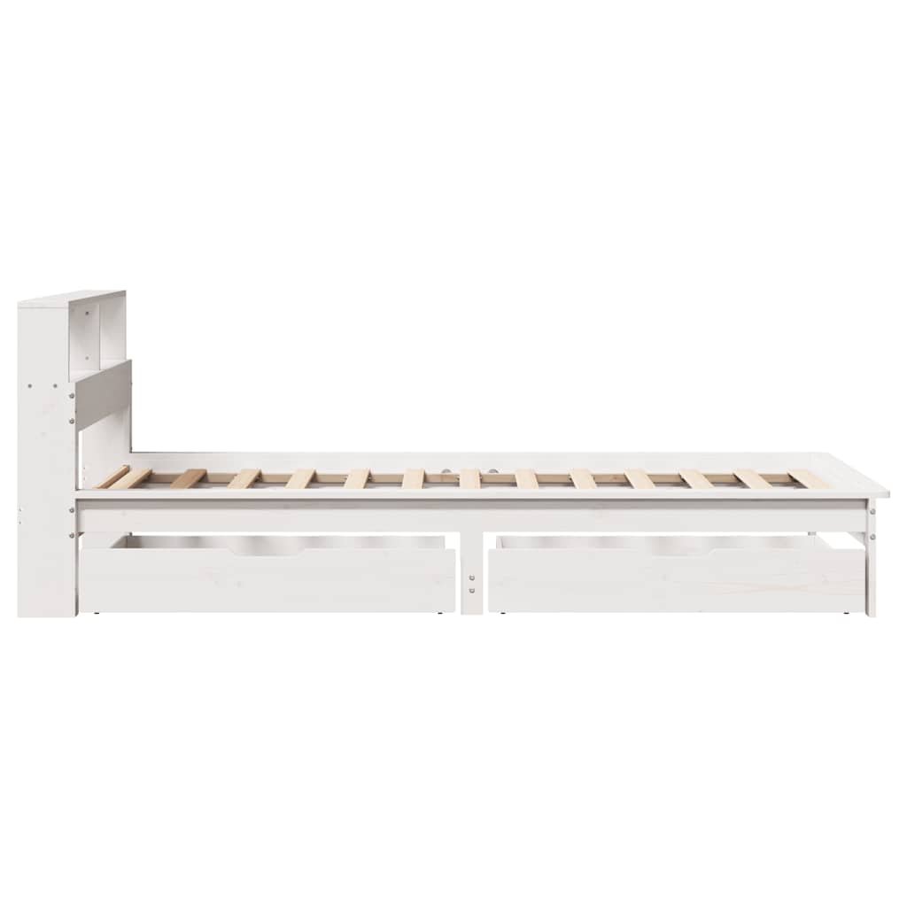 Krevet s regalom za knjige bez madraca bijeli 90x200cm borovina