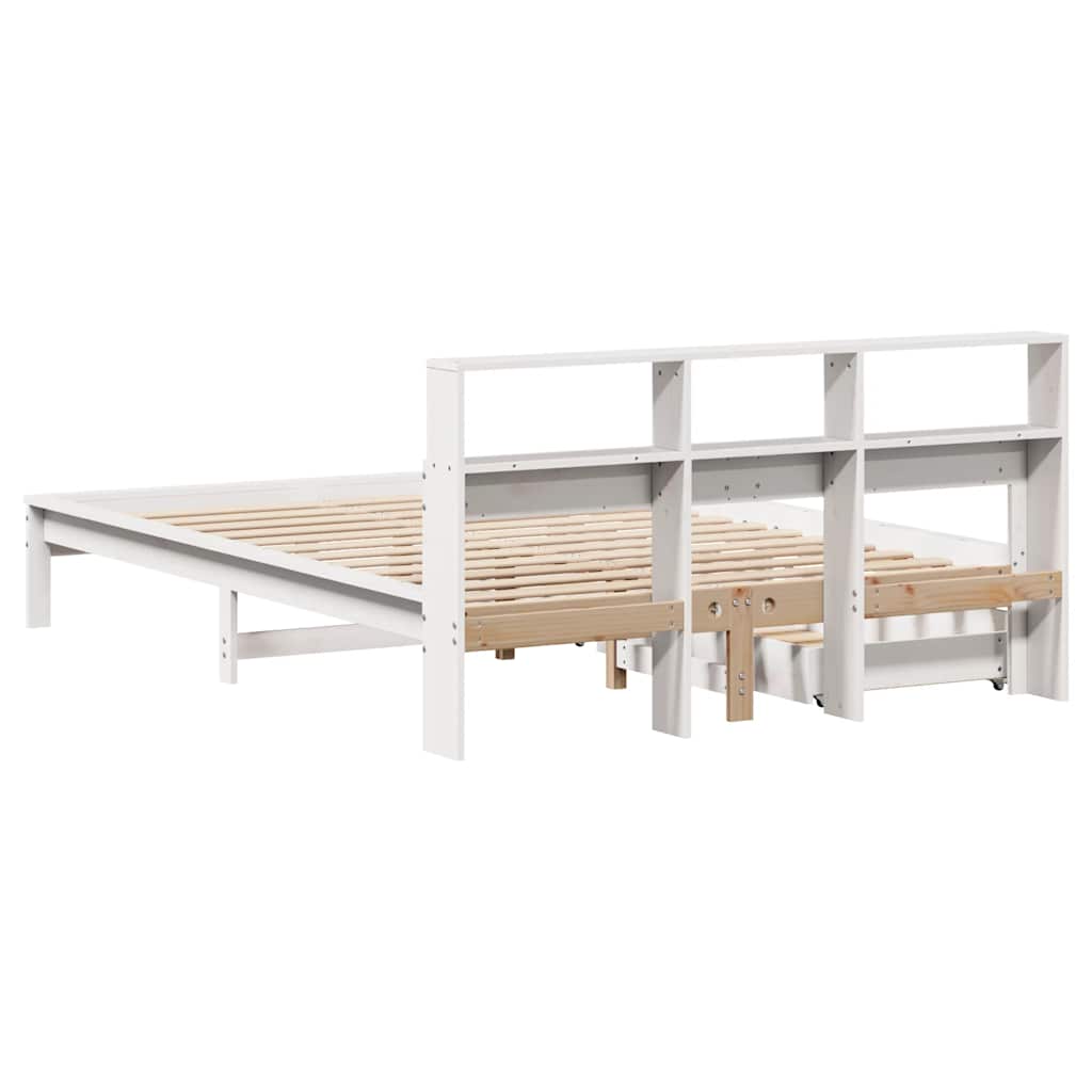 Krevet s regalom z knjige bez madraca bijeli 140x190cm borovina