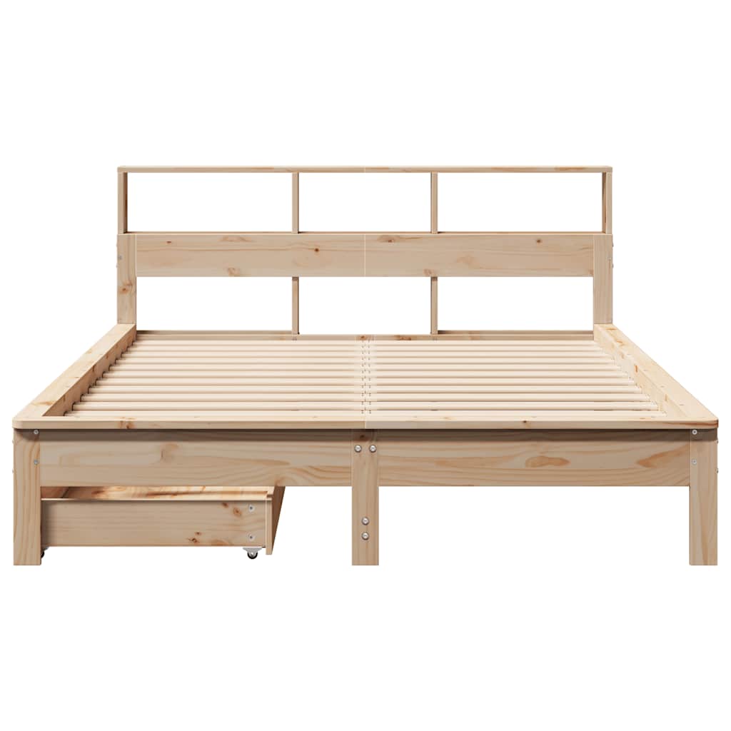 Krevet s regalom za knjige bez madraca 135x190 cm od borovine