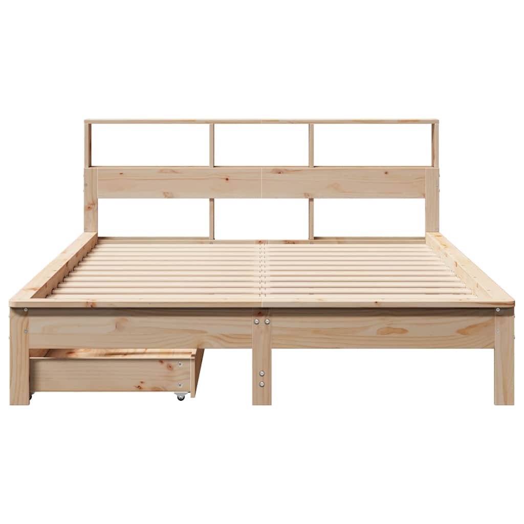 Krevet s regalom za knjige bez madraca 120x190 cm od borovine