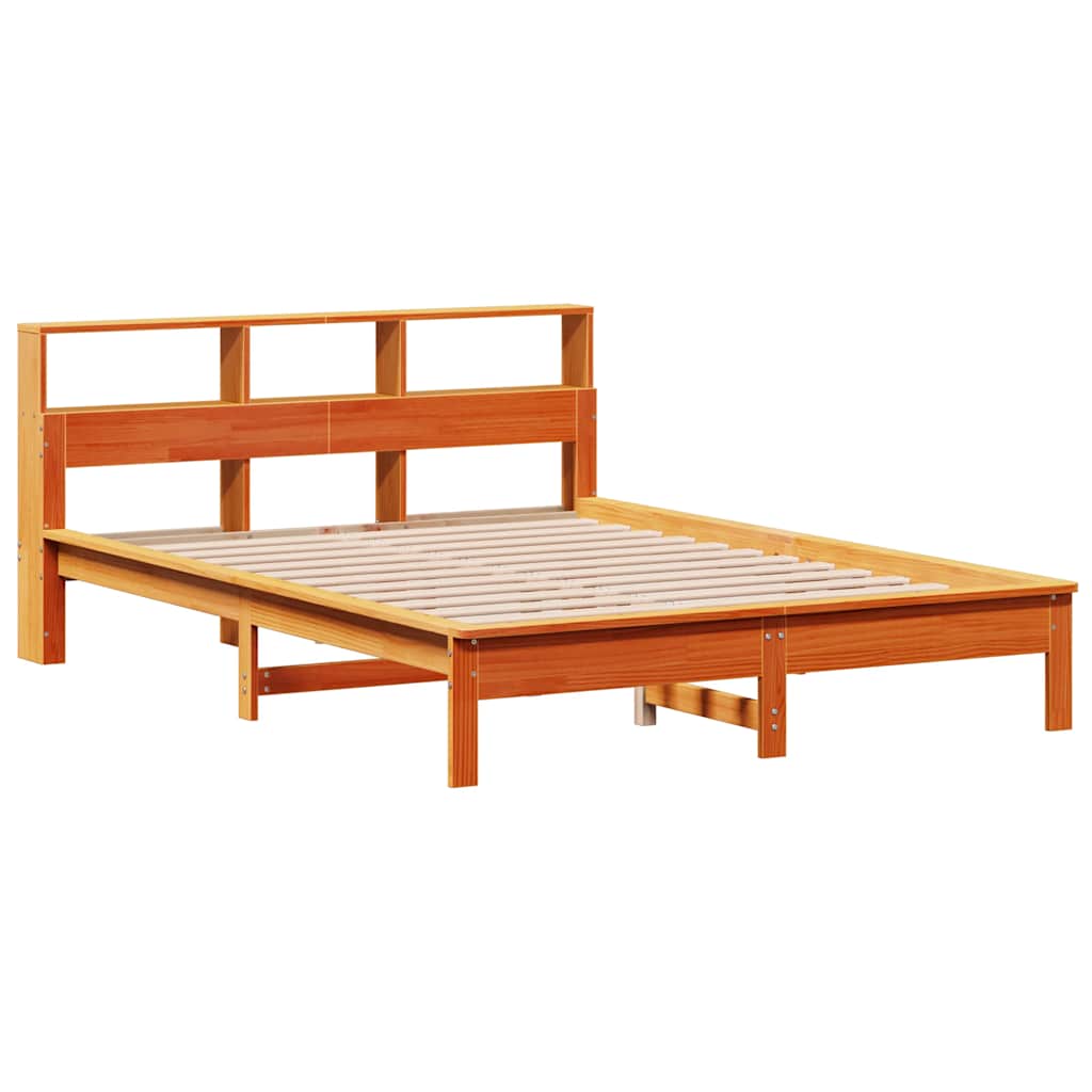 Krevet s regalom za knjige bez madraca 120 x 190 cm od borovine