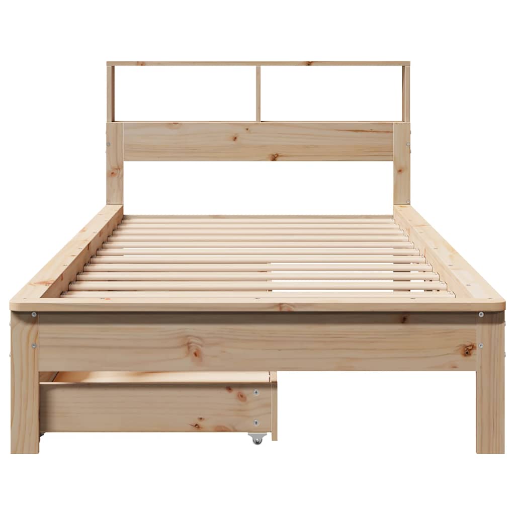 Krevet s regalom za knjige bez madraca 90x190 cm od borovine