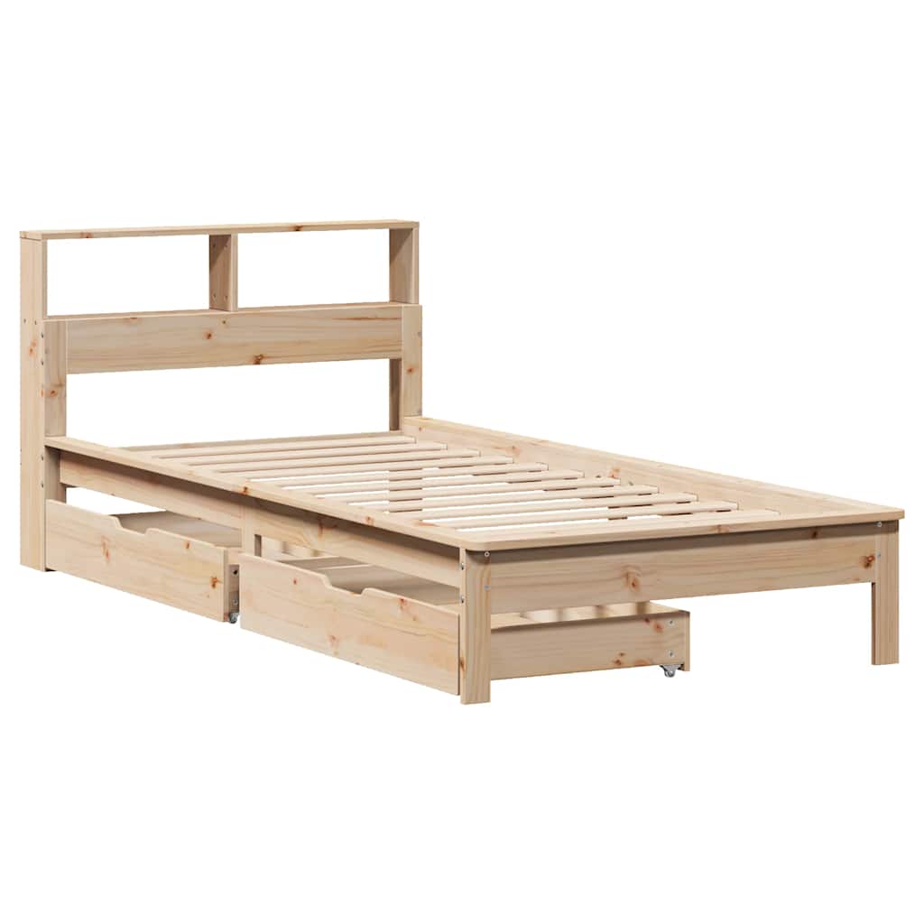 Krevet s regalom za knjige bez madraca 75x190 cm borovina