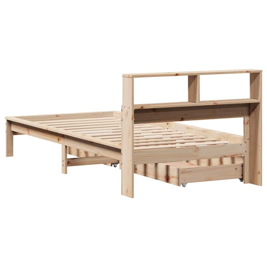 Krevet s regalom za knjige bez madraca 75x190 cm borovina