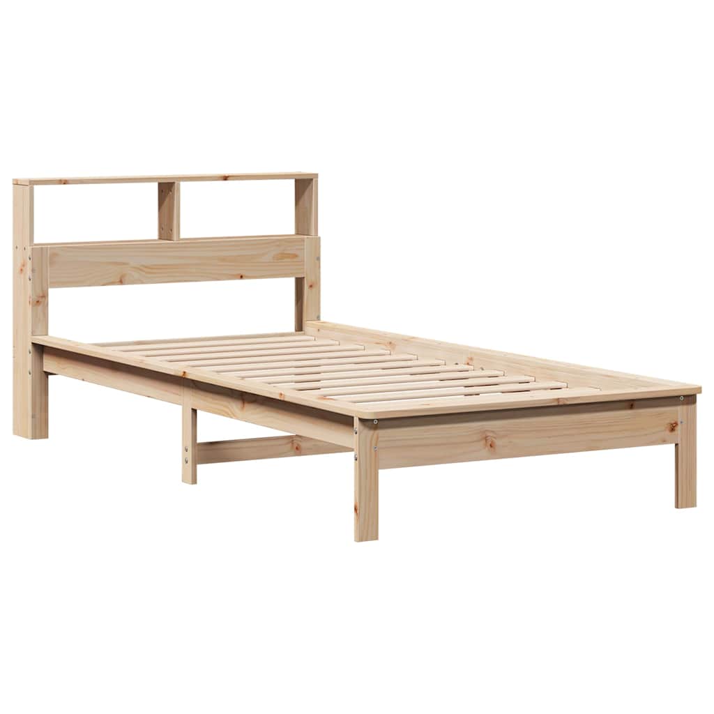 Krevet s regalom za knjige bez madraca 75x190 cm borovina