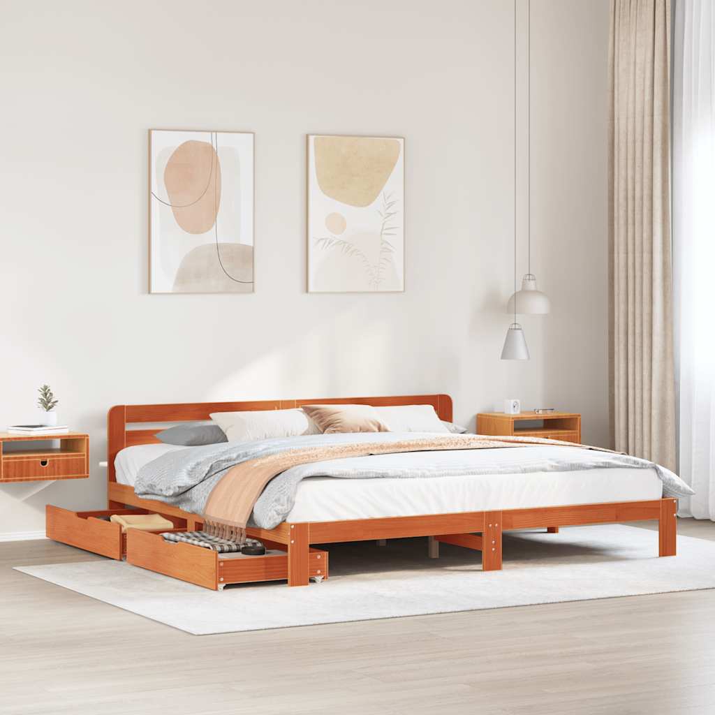 Okvir kreveta bez madraca voštano smeđi 180x200 cm od borovine