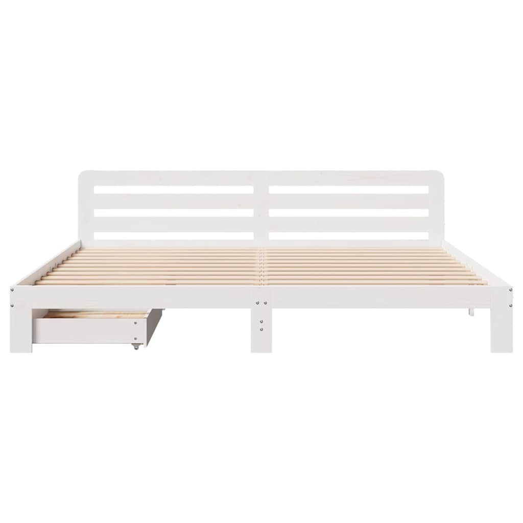 Okvir kreveta bez madraca bijeli 200x200 cm od masivne borovine