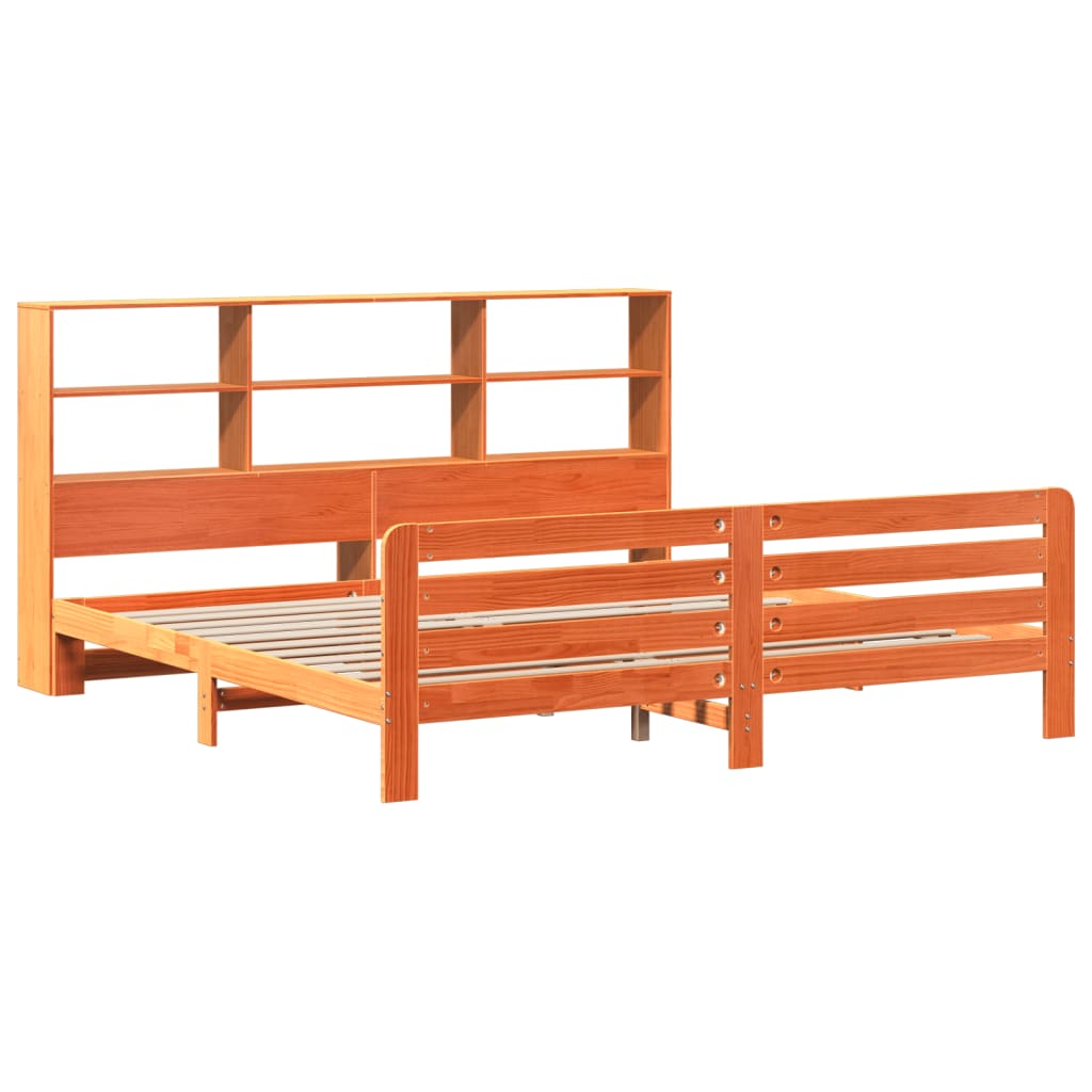 Okvir kreveta bez madraca voštano smeđi 200x200 cm od borovine