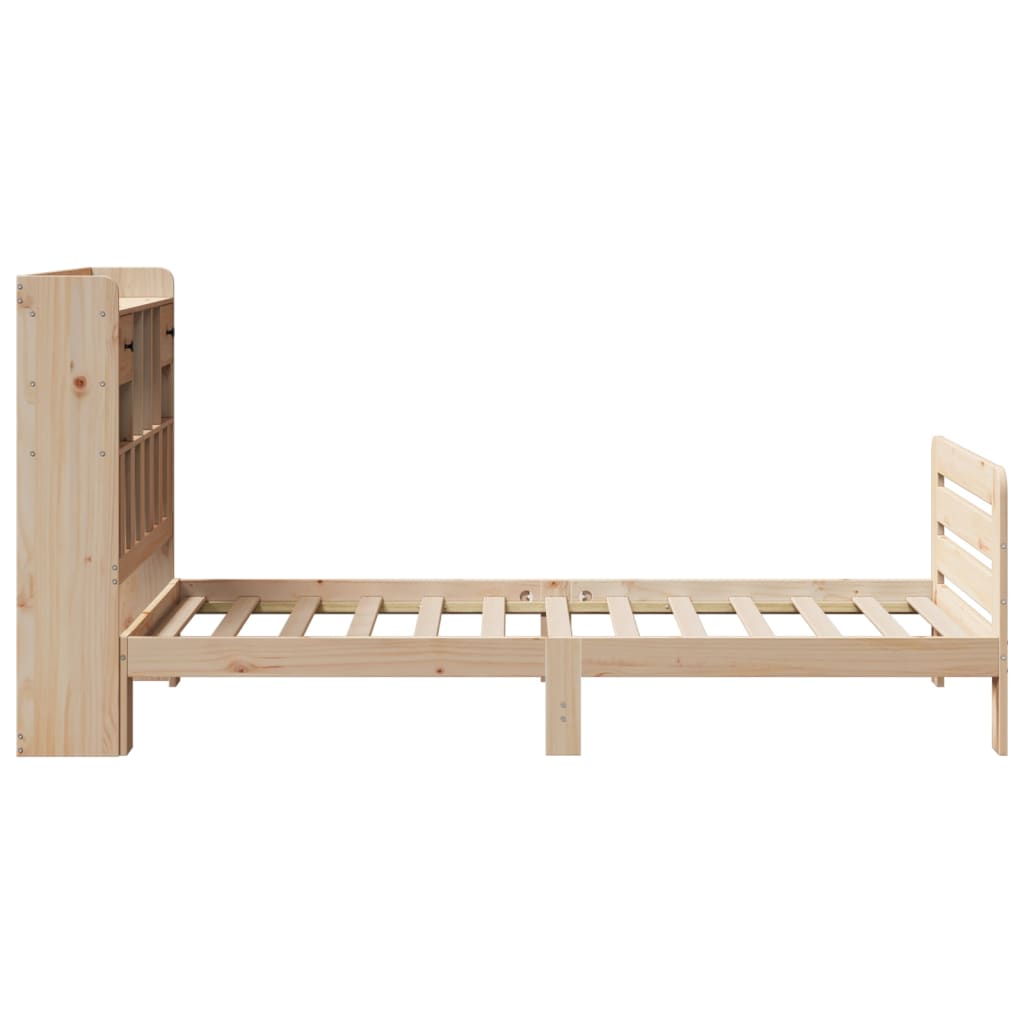 Krevet s regalom za knjige bez madraca 90x200 cm od borovine