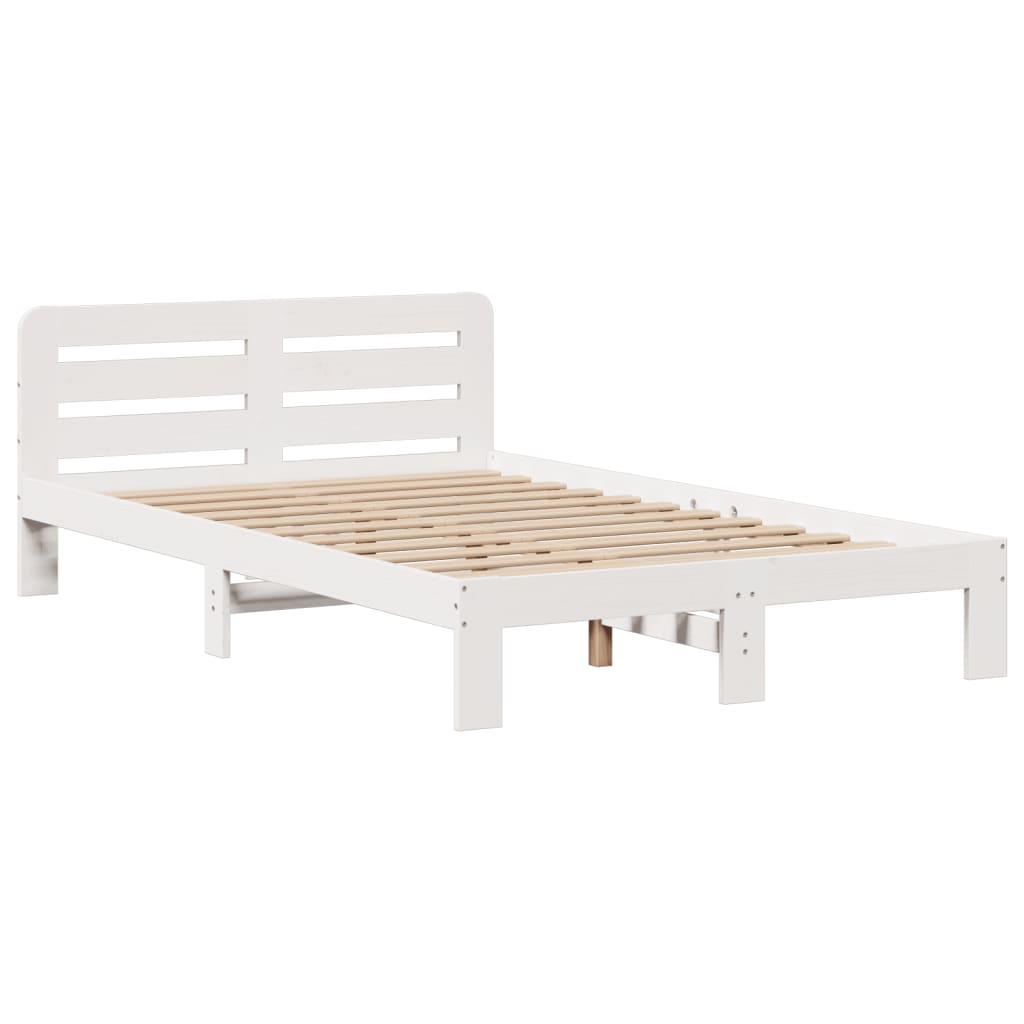 Krevet s regalom z knjige bez madraca bijeli 135x190cm borovina