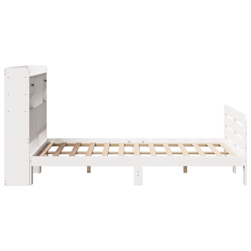 Krevet s regalom z knjige bez madraca bijeli 135x190cm borovina