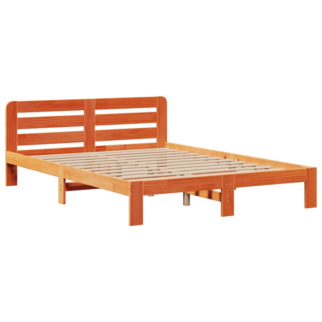 Krevet s regalom za knjige bez madraca 140 x 190 cm od borovine