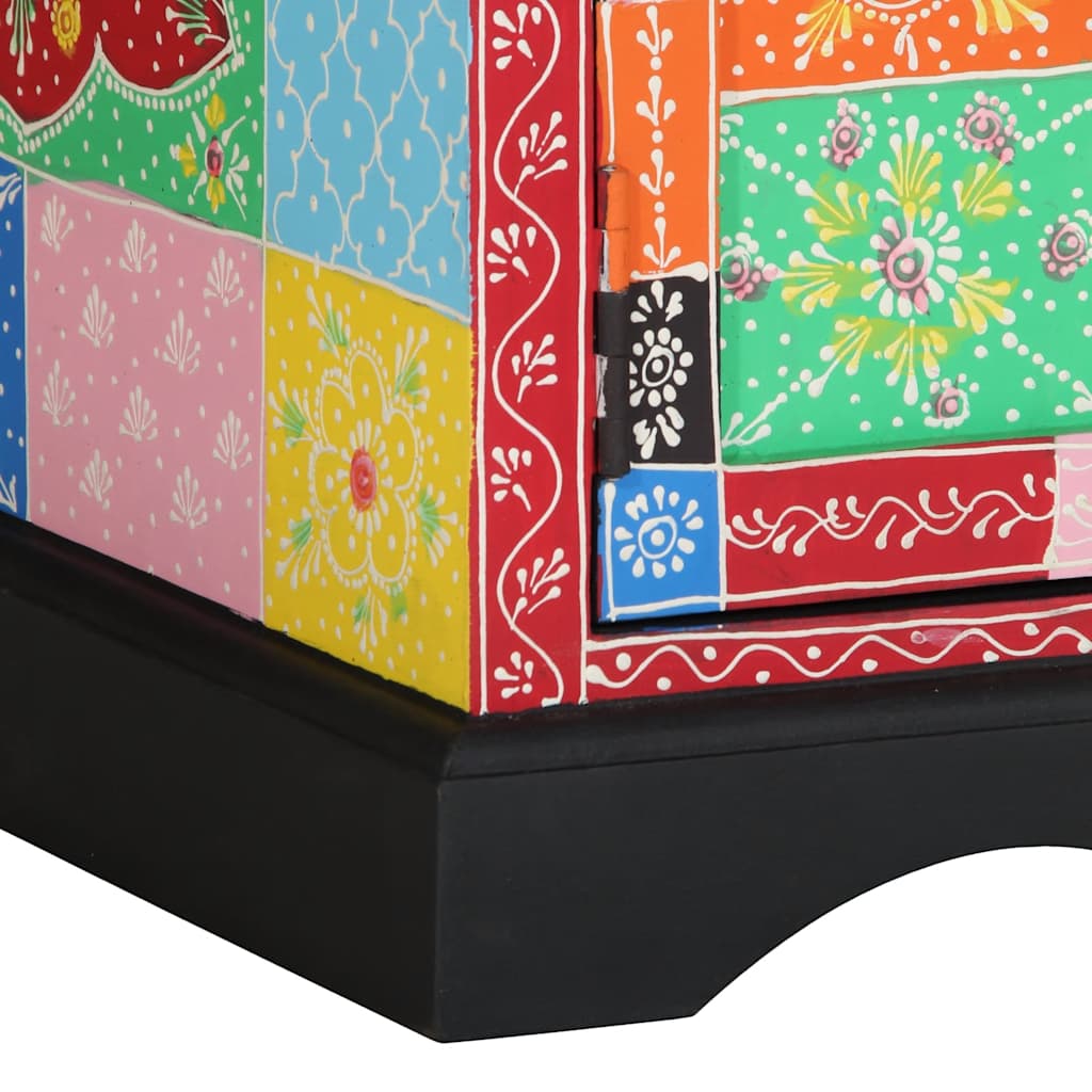 Klub stolić višebojni 90x50x40 cm masivno drvo mango