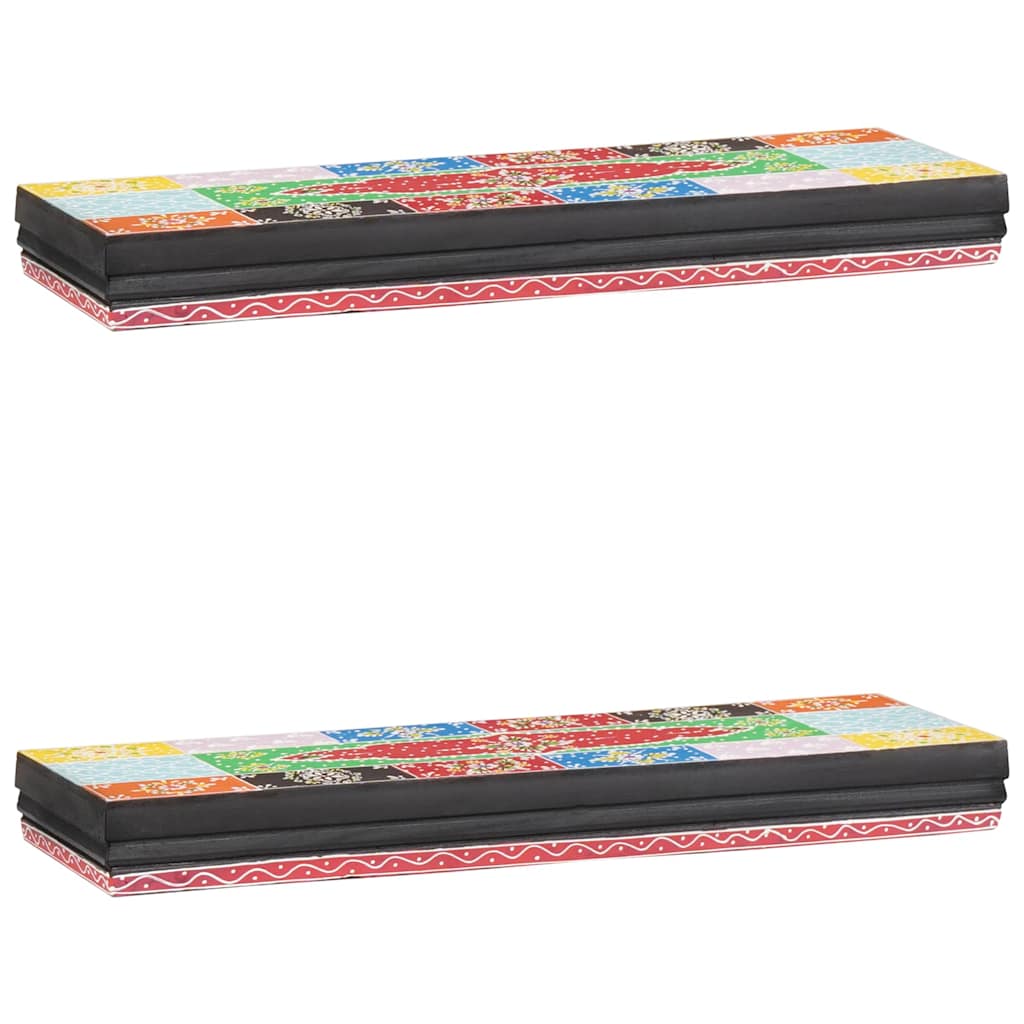 Police na zidu Zidne Šareni 60 x 20 x 6 cm Čvrsto drvo manga