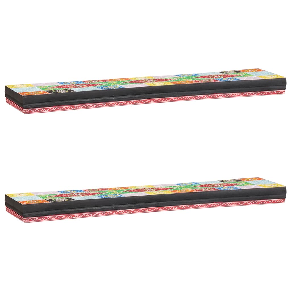 Police na zidu Zidne Šareni 100 x 20 x 6 cm Čvrsto drvo manga