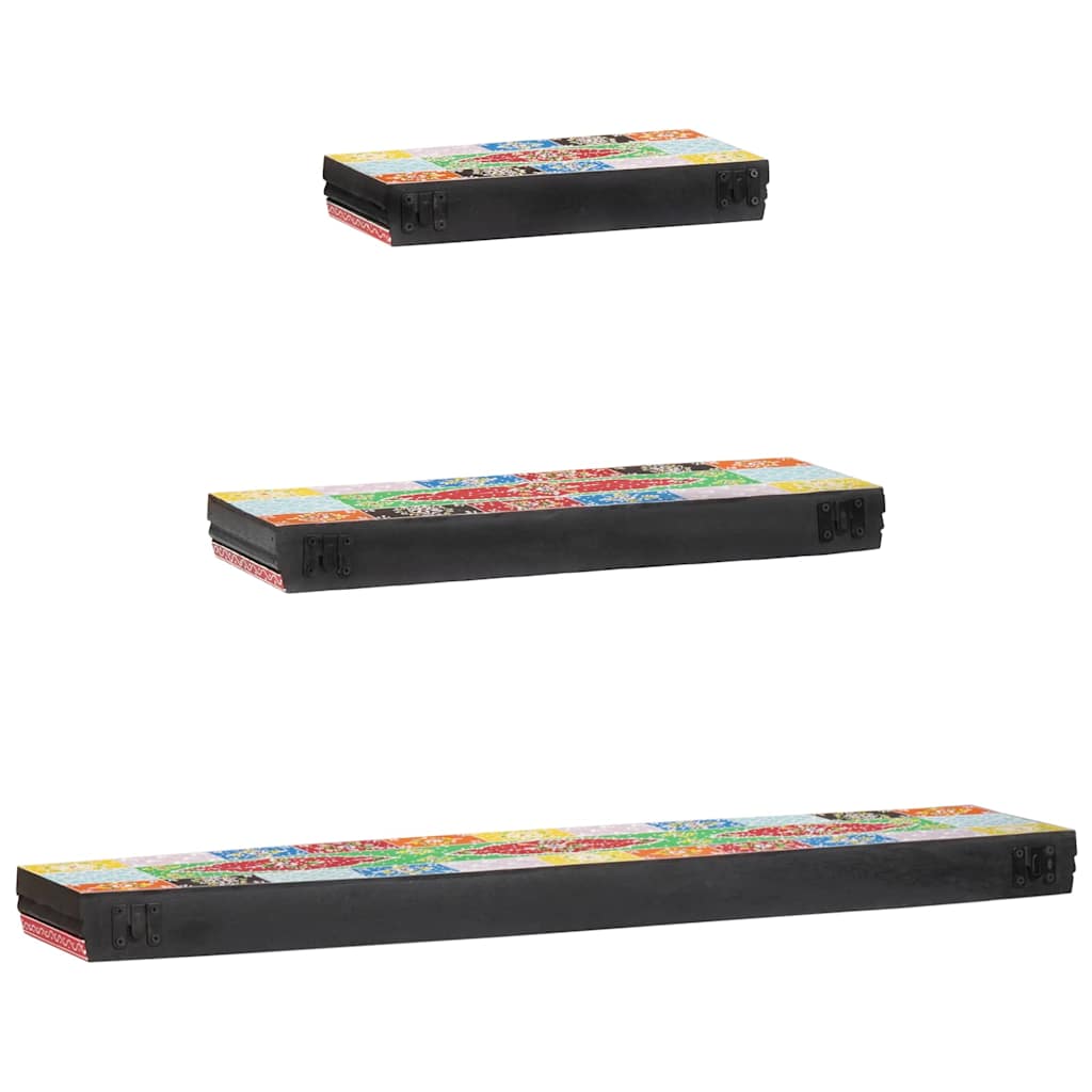 Police na zidu 3 pcs Šareni 100 x 20 x 6 cm Čvrsto drvo manga