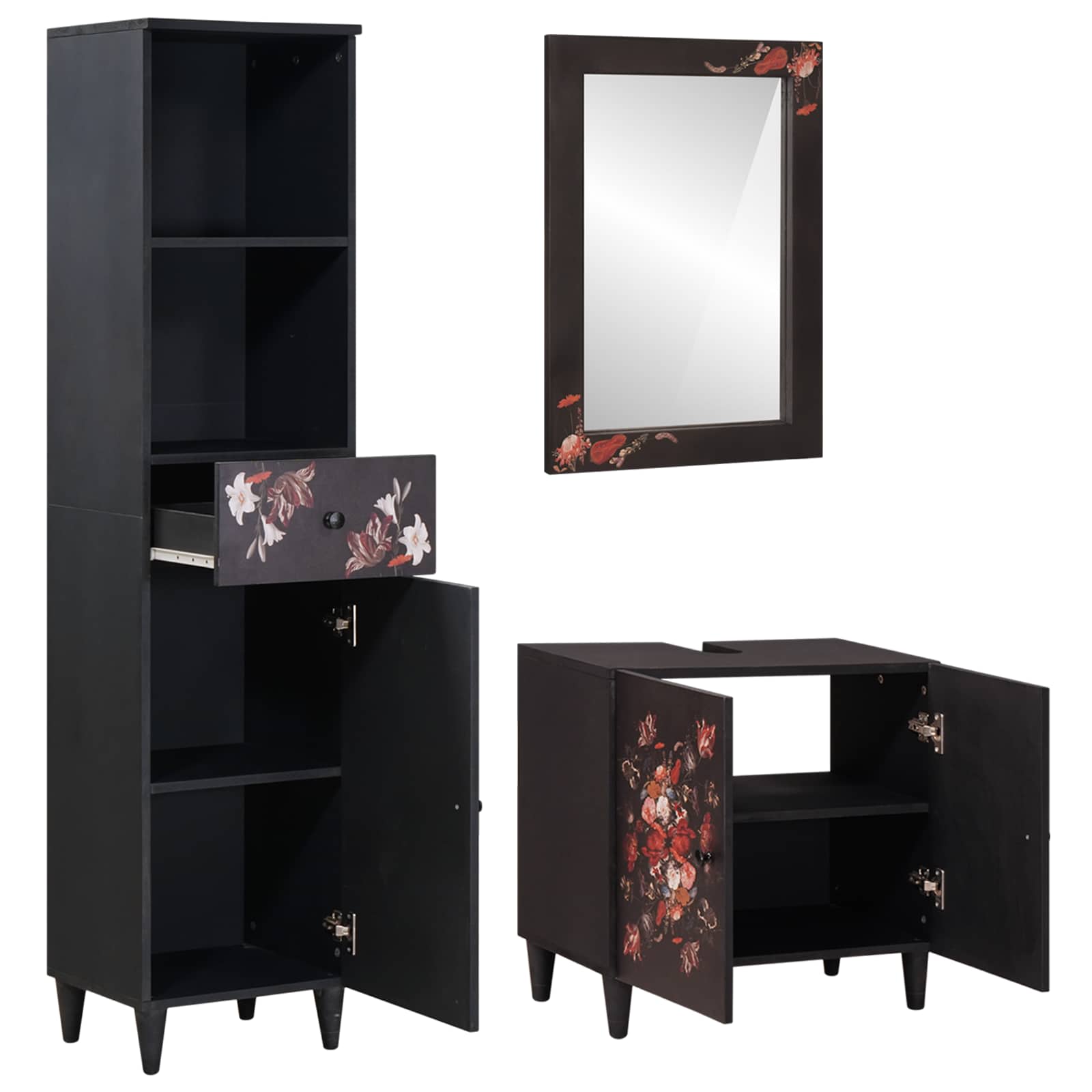 Set ormarića za kupaonicu s ladicama 3 pcs Čvrsto drvo manga