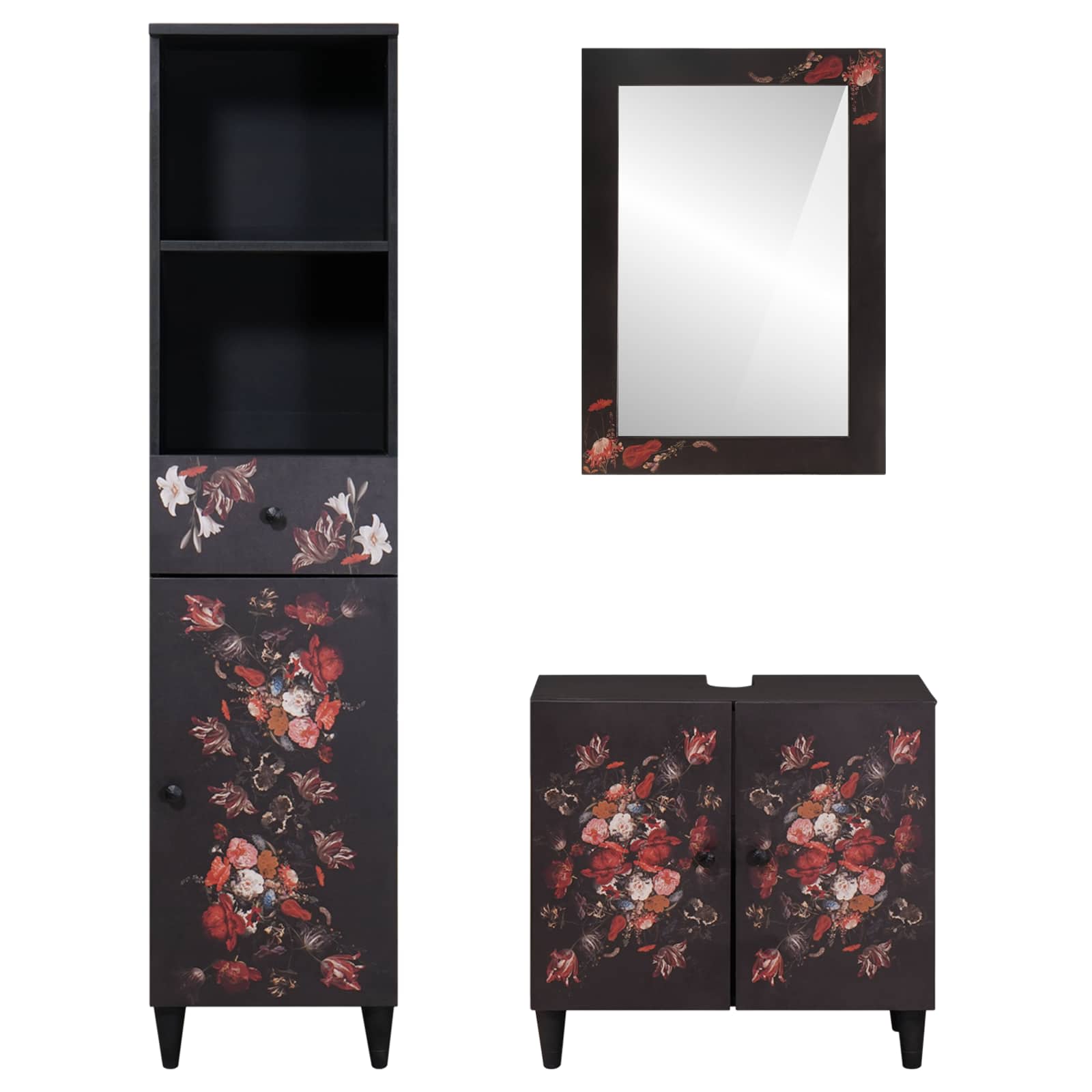 Set ormarića za kupaonicu s ladicama 3 pcs Čvrsto drvo manga