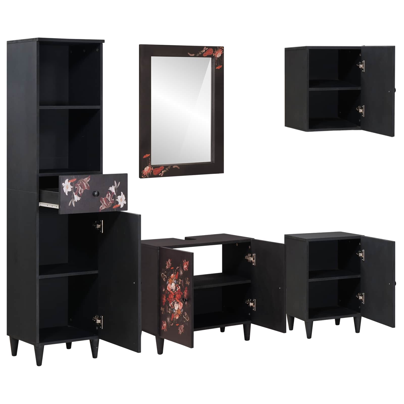 Set ormarića za kupaonicu s ladicama 5 pcs Čvrsto drvo manga