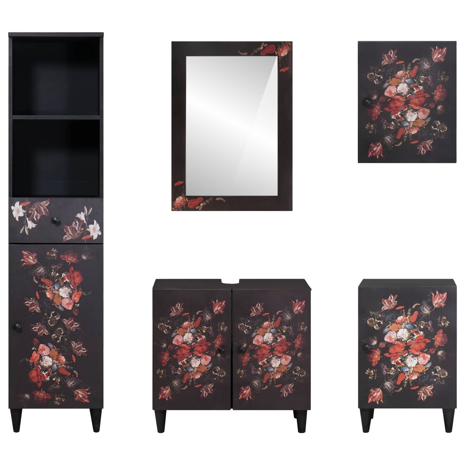 Set ormarića za kupaonicu s ladicama 5 pcs Čvrsto drvo manga