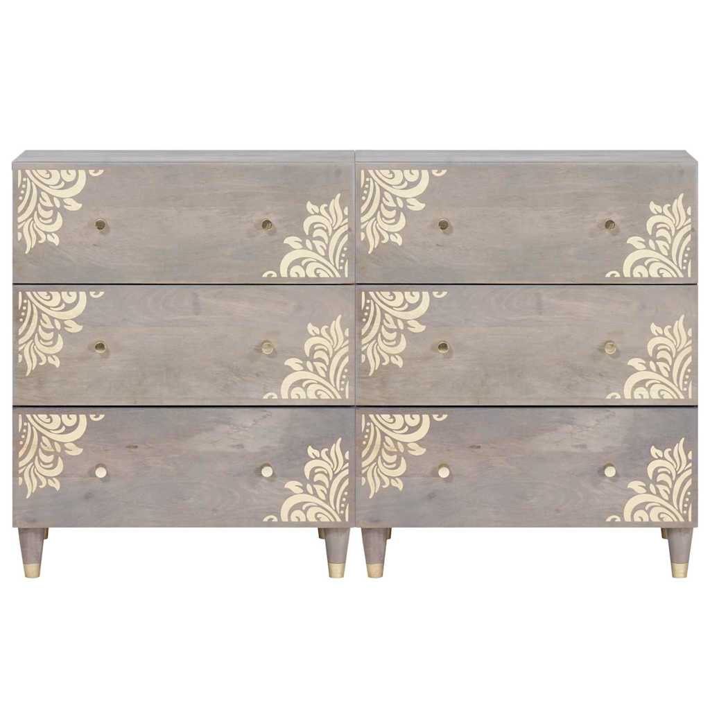 Kreveta s ladicama 2 pcs Siva 60 x 33 x 75 cm Čvrsto drvo manga