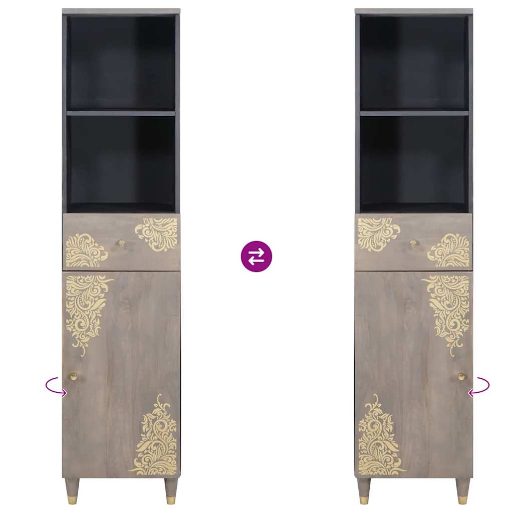 Set ormarića za kupaonicu Zidne 3 pcs Siva Čvrsto drvo manga