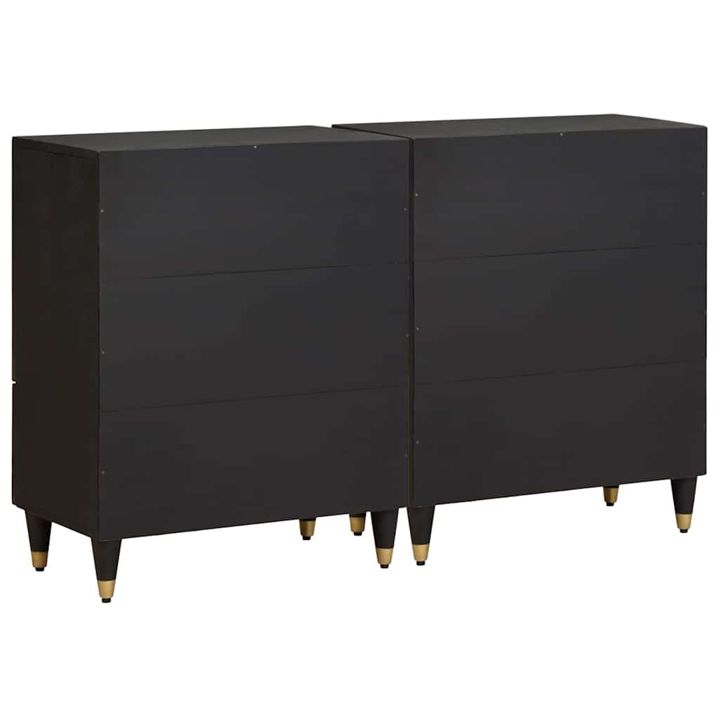 Kreveta s ladicama 2 pcs Crna 60 x 33 x 75 cm Čvrsto drvo manga