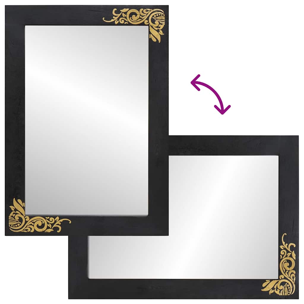Set ormarića za kupaonicu Zidne 5 pcs Crna Čvrsto drvo manga