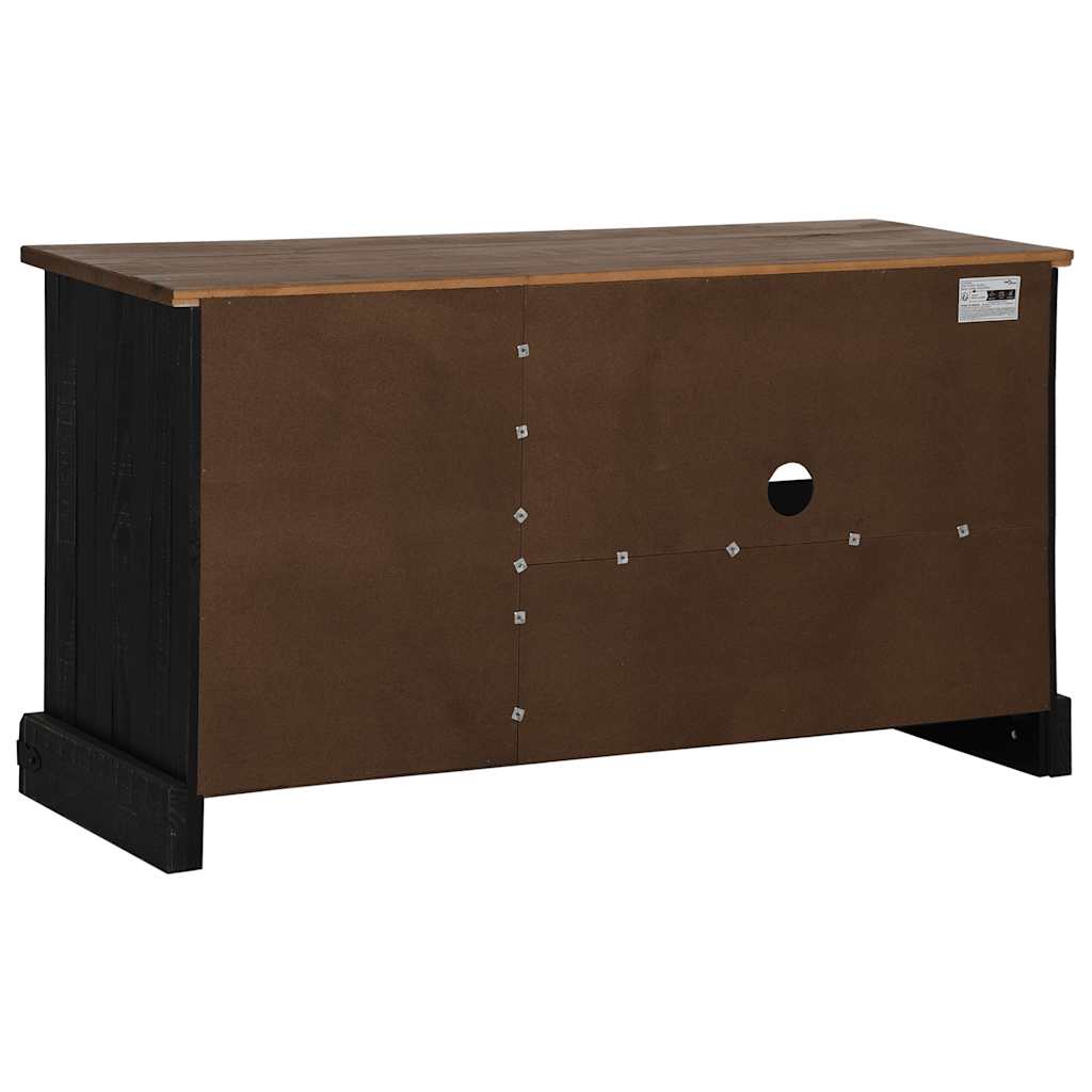 TV ormarić HALDEN s kliznim vratima crni 110x40x60 cm puno drvo