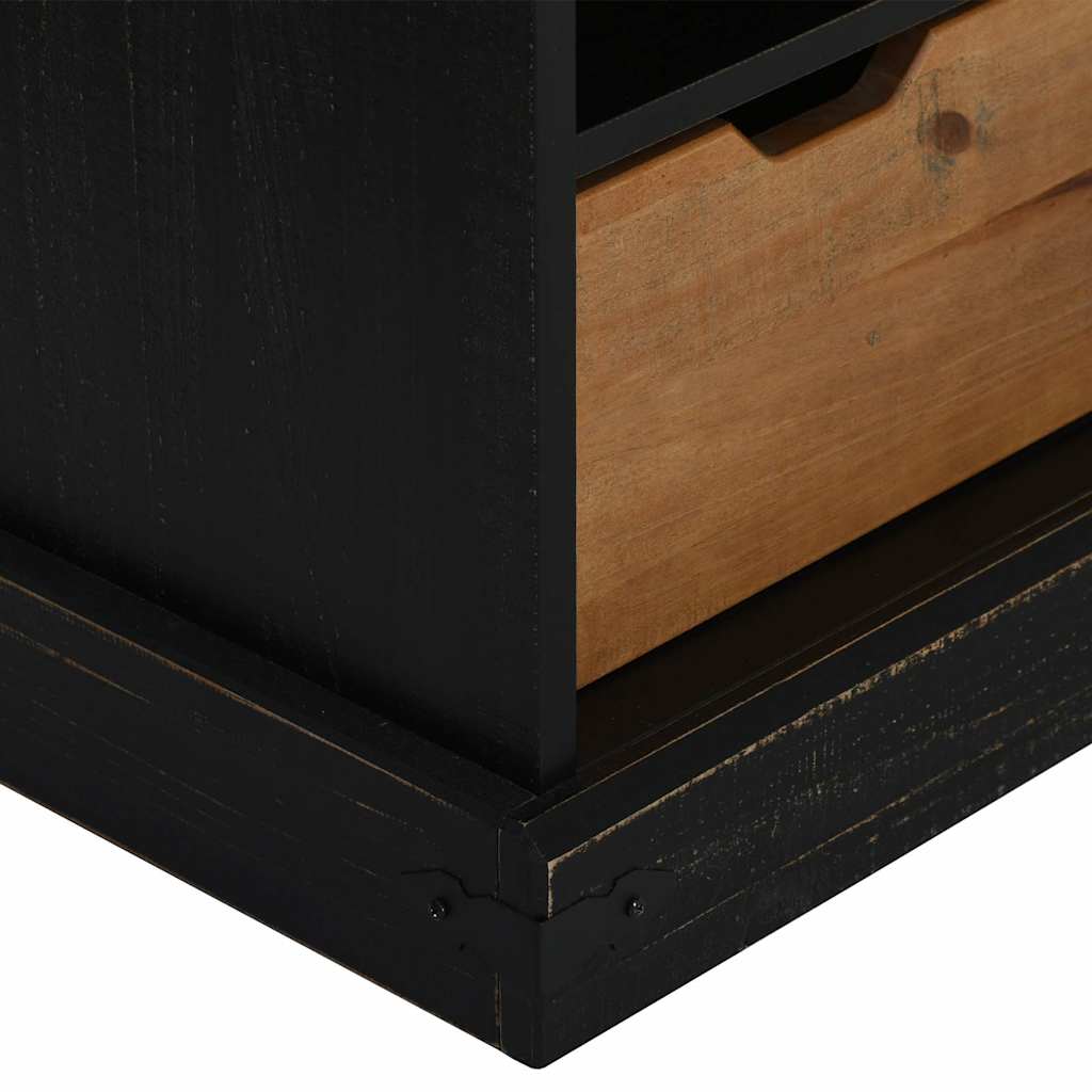 TV ormarić HALDEN s kliznim vratima crni 110x40x60 cm puno drvo