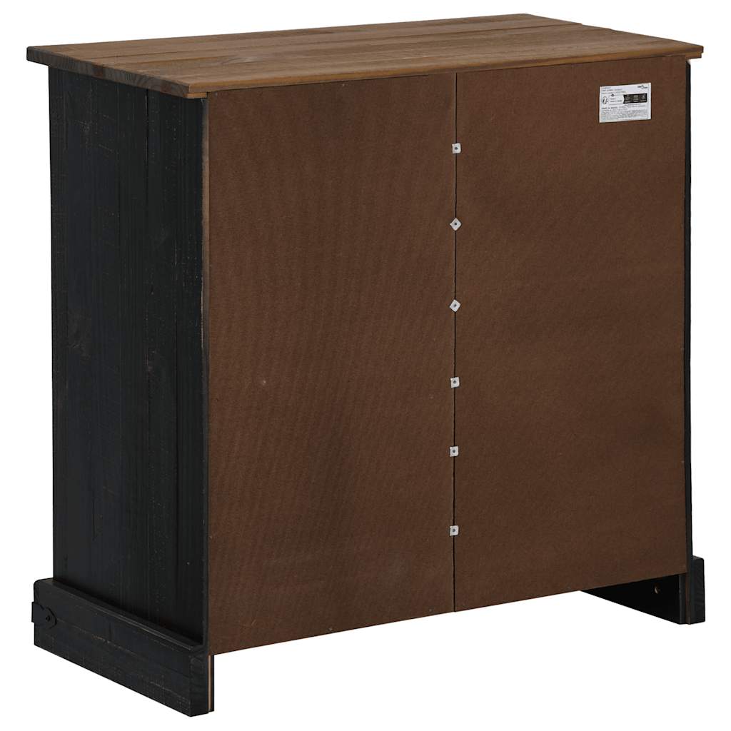 Komoda HALDEN s kliznim vratima crna 80x40x80 cm puno drvo