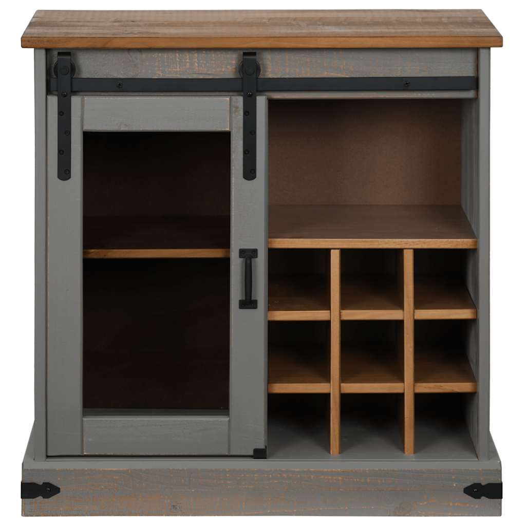 Komoda HALDEN s kliznim vratima siva 80x40x80 cm puno drvo