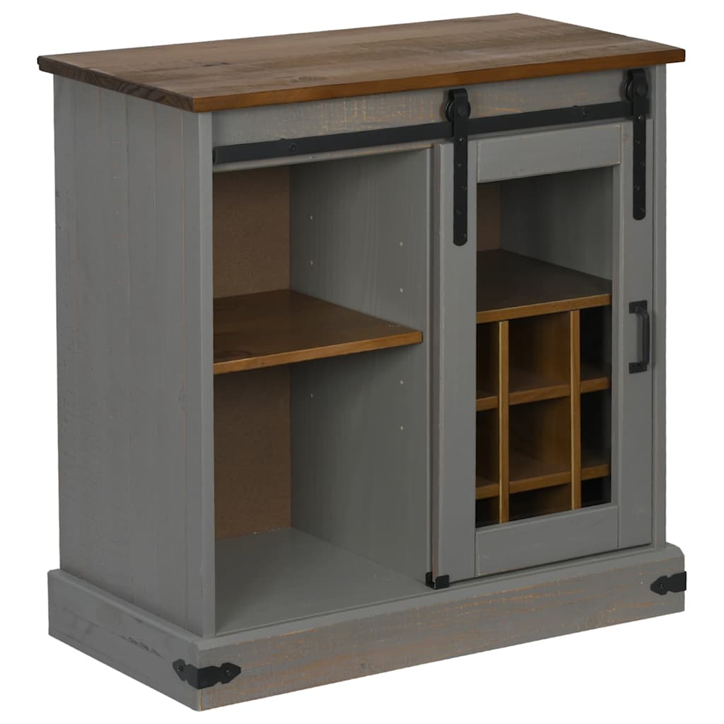 Komoda HALDEN s kliznim vratima siva 80x40x80 cm puno drvo