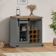 Komoda HALDEN s kliznim vratima siva 80x40x80 cm puno drvo