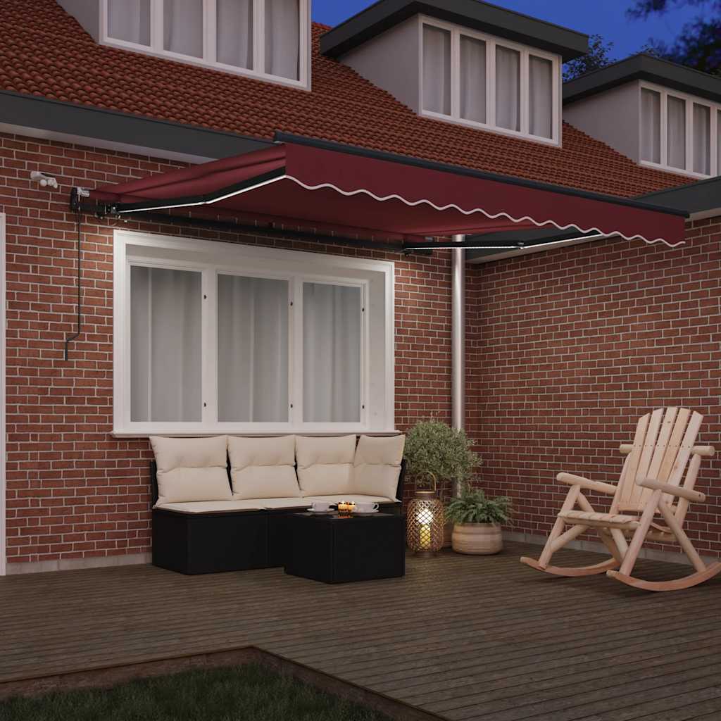 Tenda na automatsko uvlačenje s LED svjetlima bordo 300x250 cm