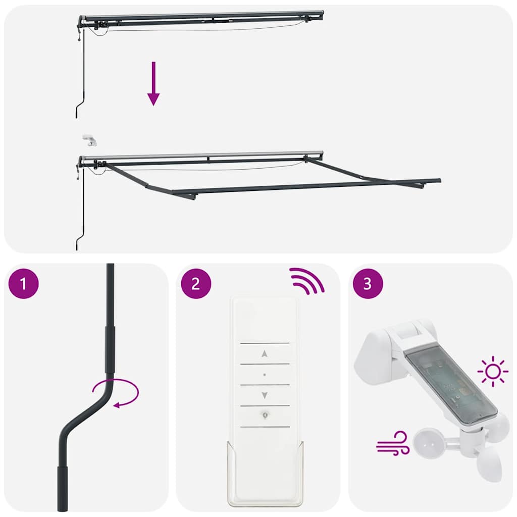Tenda na automatsko uvlačenje s LED svjetlima bordo 300x250 cm