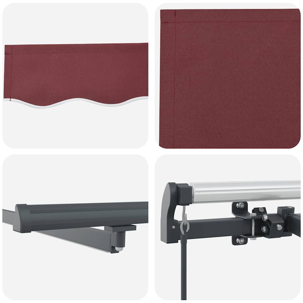 Tenda na ručno uvlačenje s LED svjetlima bordo 400 x 300 cm